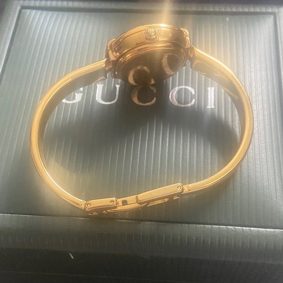 Gucci Gold Tone Ladies Bangle Watch with White Dial - Picture 5 of 6